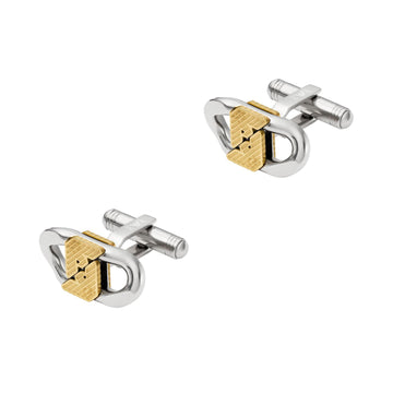 Ανδρικά μανικετόκουμπα Emporio Armani EGS3184040 σε ασημί χρώμα από ανοξείδωτο ατσάλι και χρυσές λεπτομέρειες.